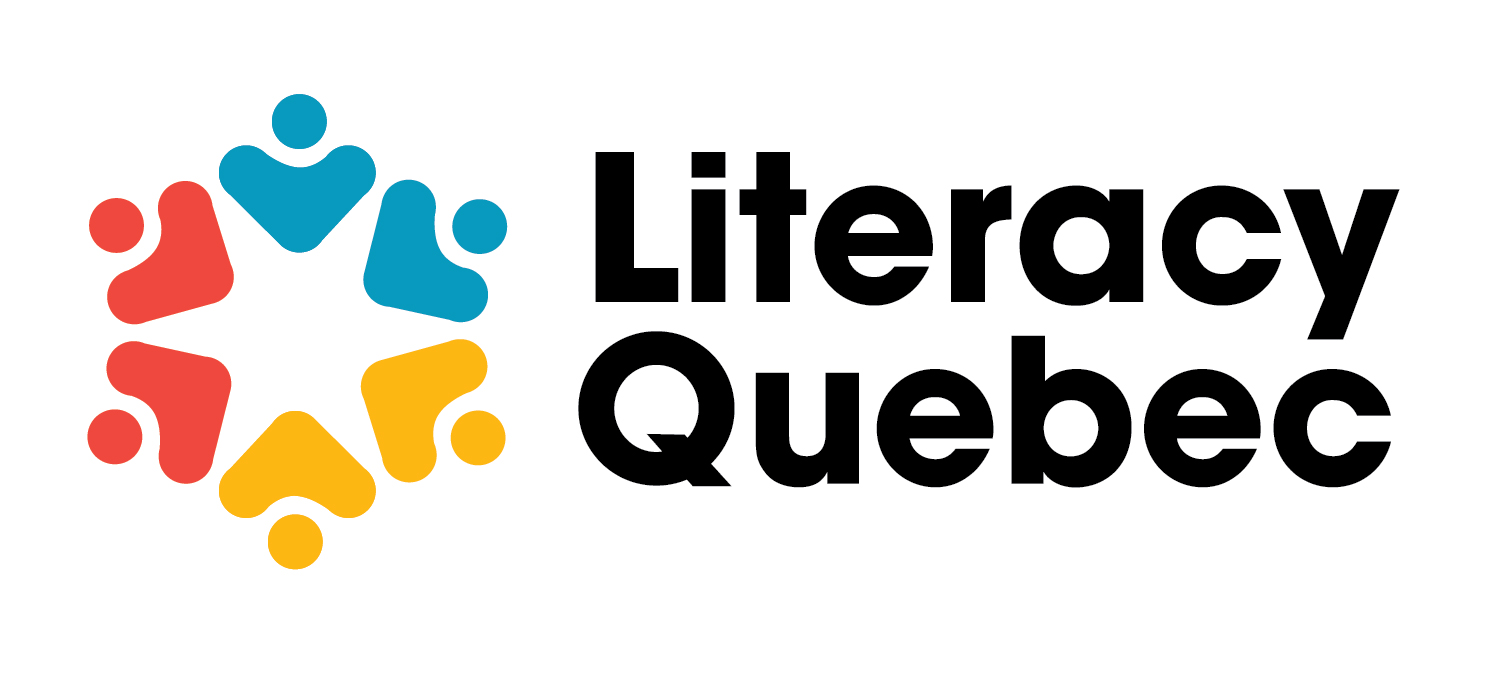 Literacy Quebec logo featuring colorful figures forming a circle with text "Literacy Quebec"