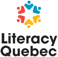 Literacy Quebec logo featuring colorful figures arranged in a circle above the organization's name in bold text.